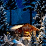 Winterhtte mit Beleuchtung