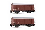 DR, 2er-Set, 2-achs. Ged. Gtterwagen