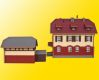 N Eisenbahnergebaeude mit Nebengebude